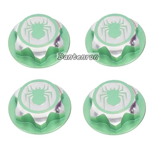 Dantenron 4PCS Green 17mm Hex Wheel Nut Dustproof Anti-Skid Mount Cap for 1/8 RC Buggy Monster Truck - CNC 6061-T6 Aluminum