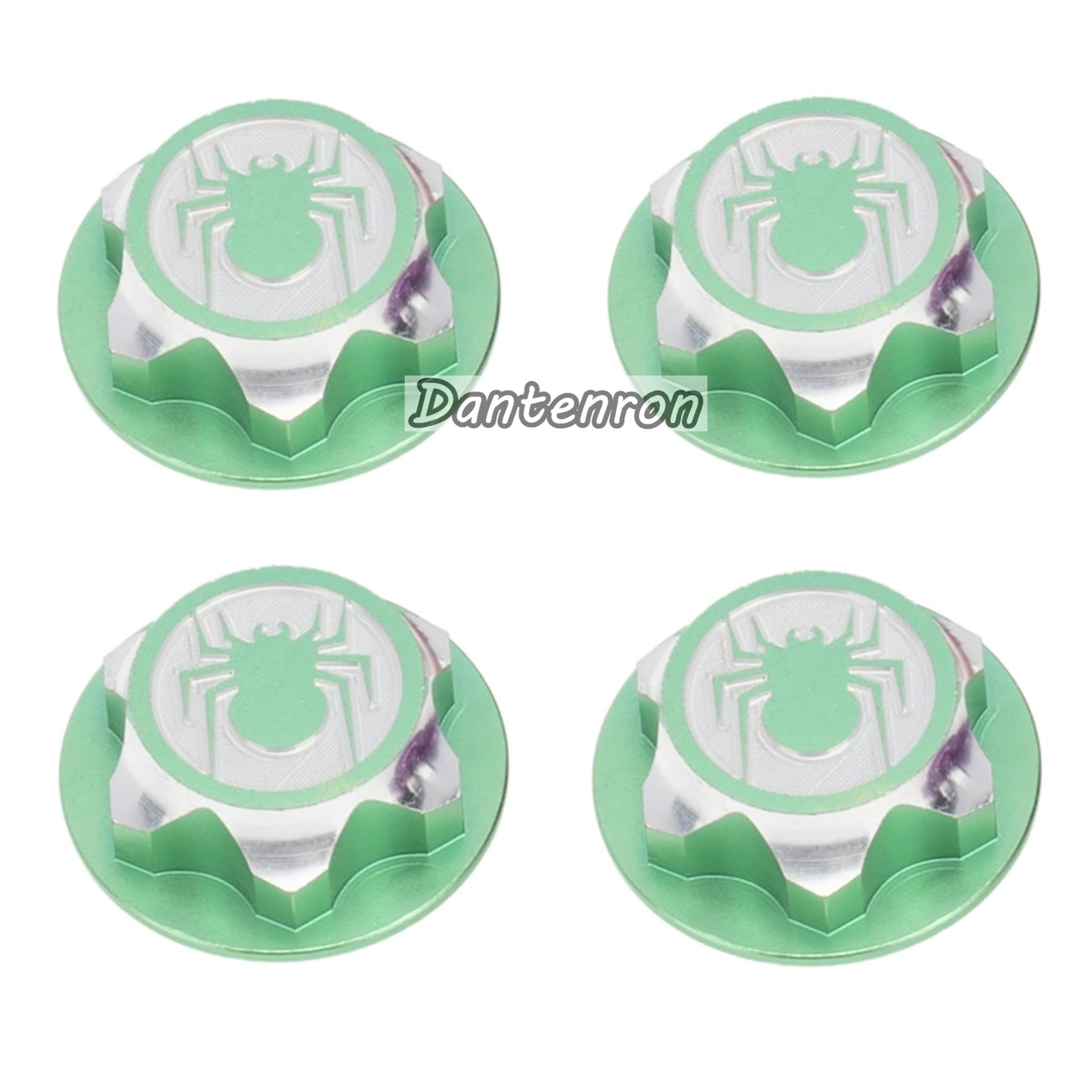 Dantenron 4PCS Green 17mm Hex Wheel Nut Dustproof Anti-Skid Mount Cap for 1/8 RC Buggy Monster Truck - CNC 6061-T6 Aluminum