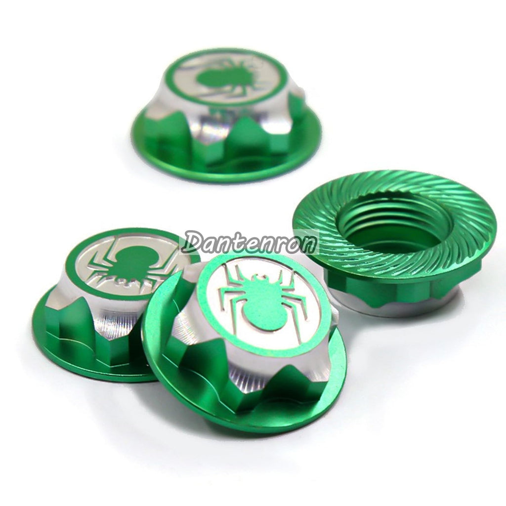 Dantenron 4PCS Green 17mm Hex Wheel Nut Dustproof Anti-Skid Mount Cap for 1/8 RC Buggy Monster Truck - CNC 6061-T6 Aluminum