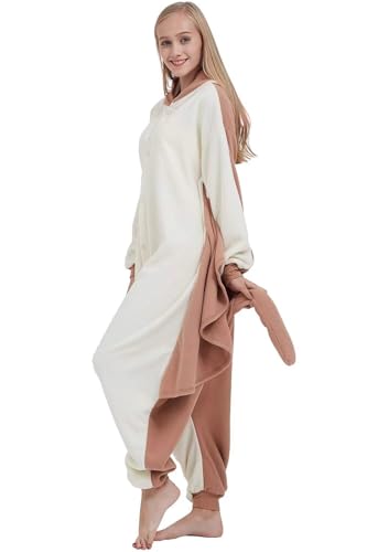 DarkCom Flying Squirrel Onesie – Flannel Animal Costume for Kids and Adults, Halloween Pajamas