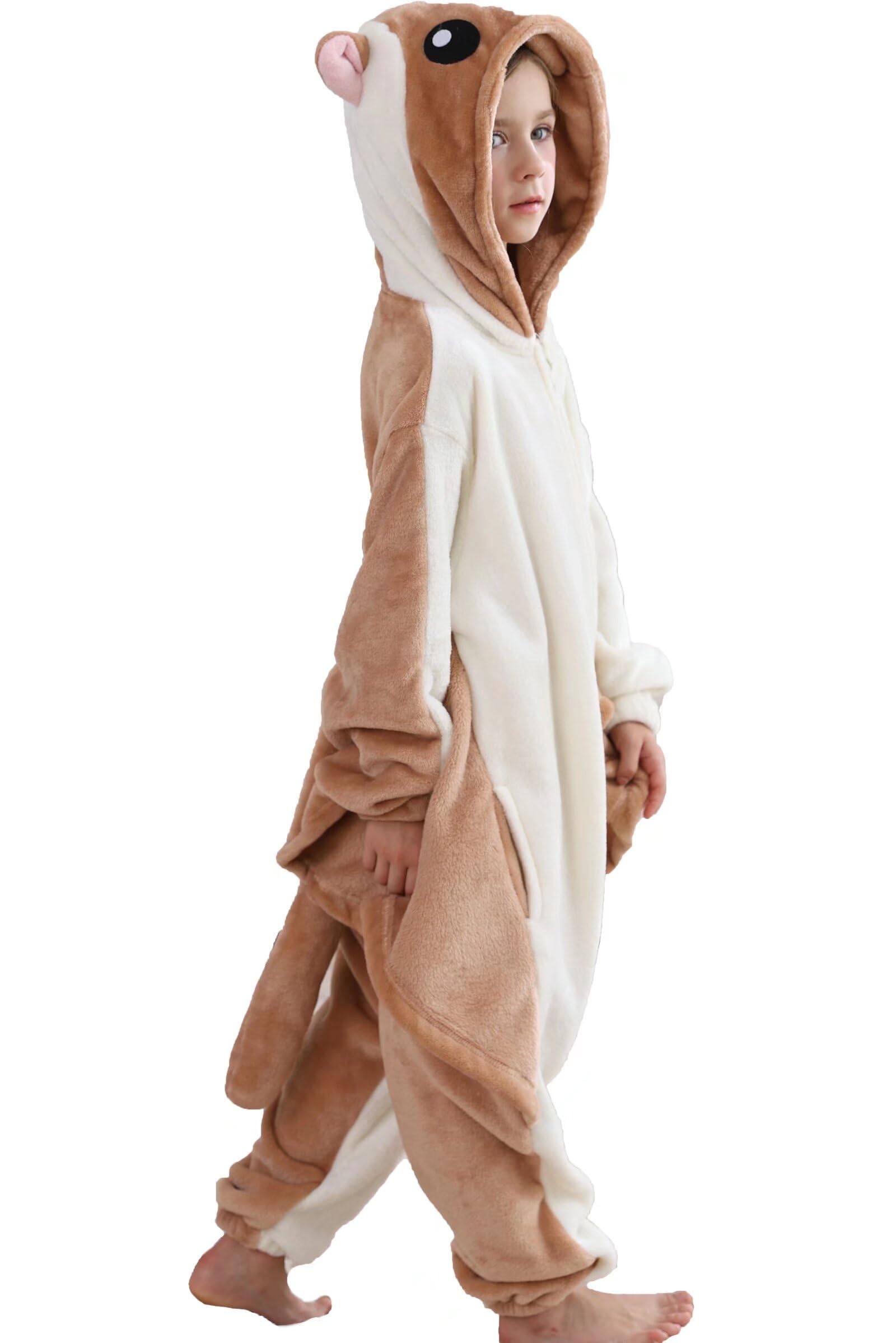 DarkCom Flying Squirrel Onesie – Flannel Animal Costume for Kids and Adults, Halloween Pajamas