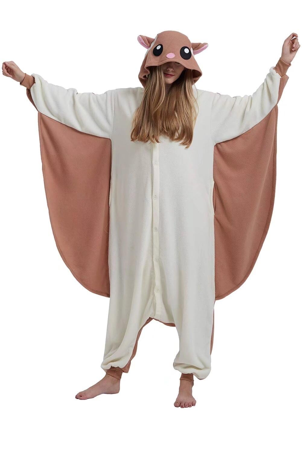 DarkCom Flying Squirrel Onesie – Flannel Animal Costume for Kids and Adults, Halloween Pajamas