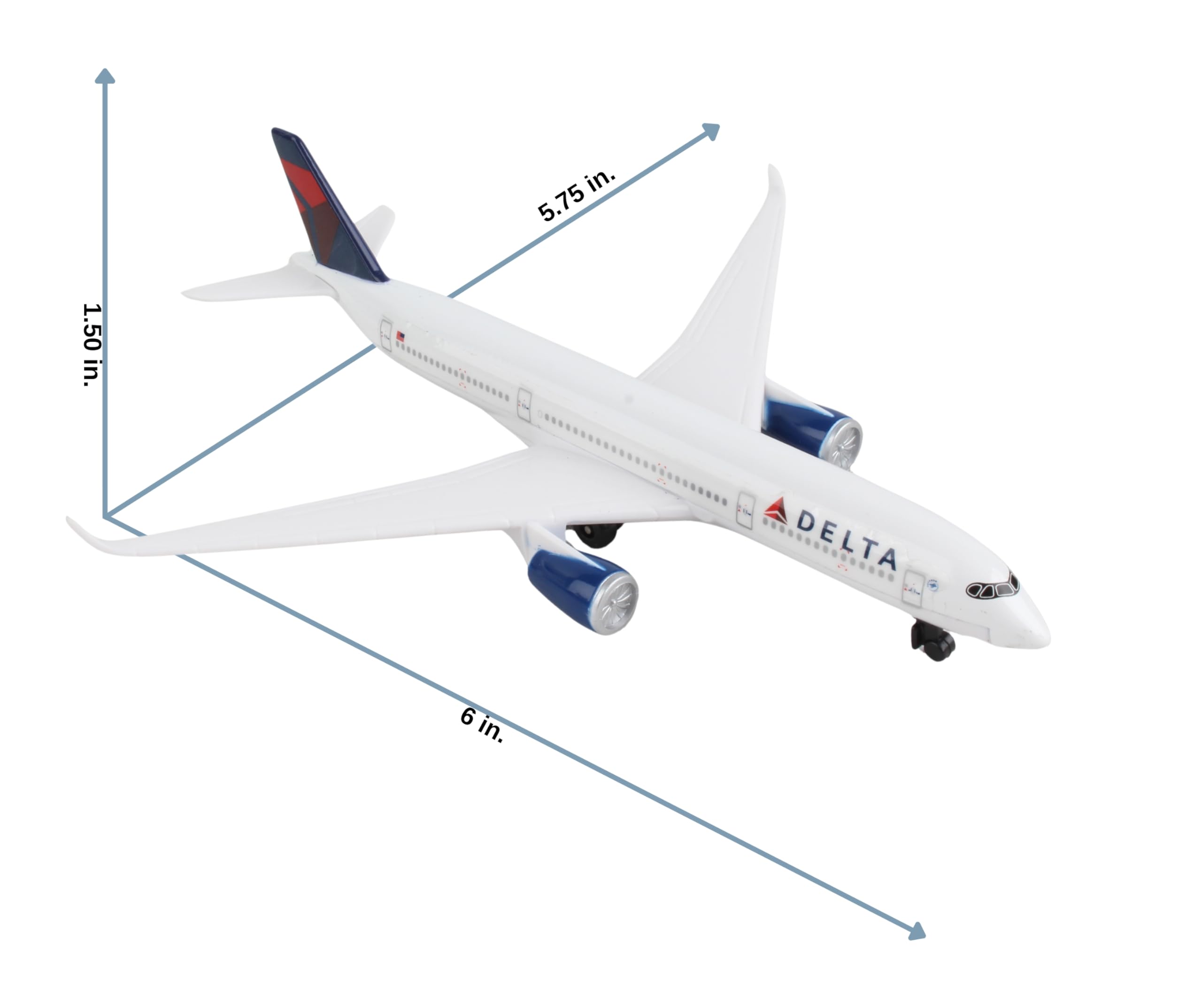Daron Die-Cast Delta Air Lines Airbus A350 Model Airplane - 5.75" Long with Rolling Wheels, Ages 3+
