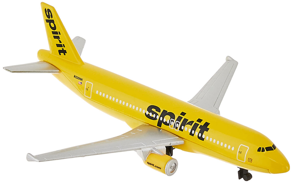 Daron Die-Cast Spirit Airlines Airplane Toy - 5.75" Metal Model with Rolling Wheels