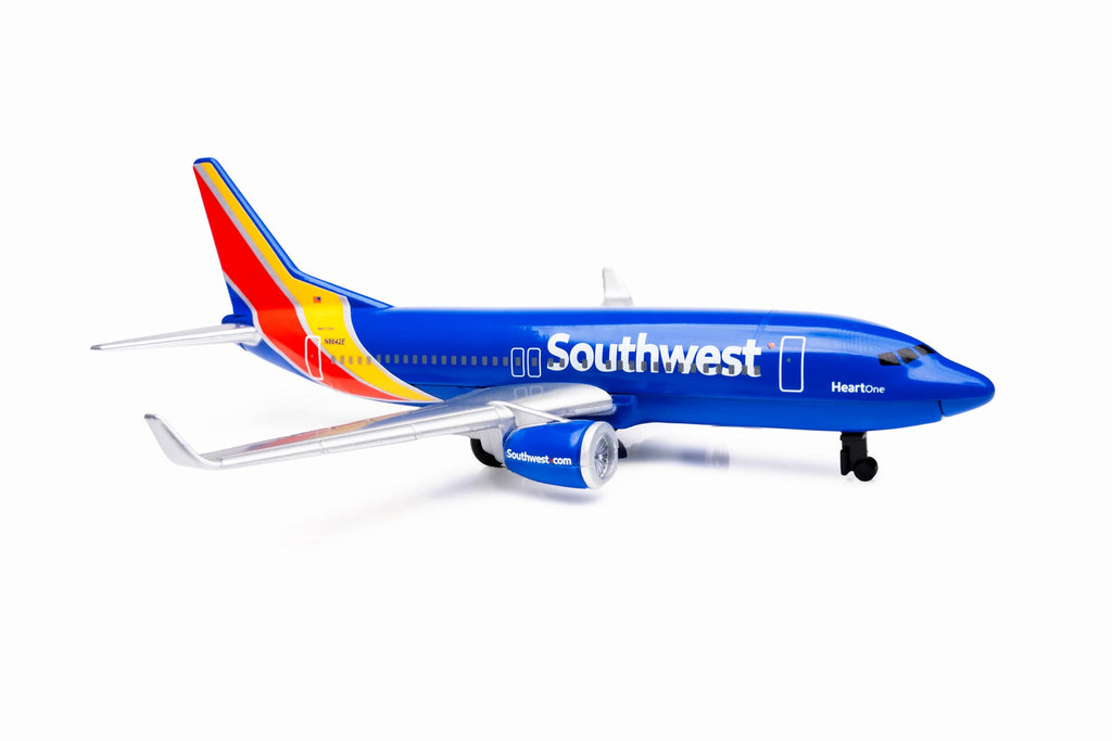 Daron Southwest Airlines Die-Cast Metal Toy Airplane – 5.75-Inch Model with Rolling Wheels for Kids 3+