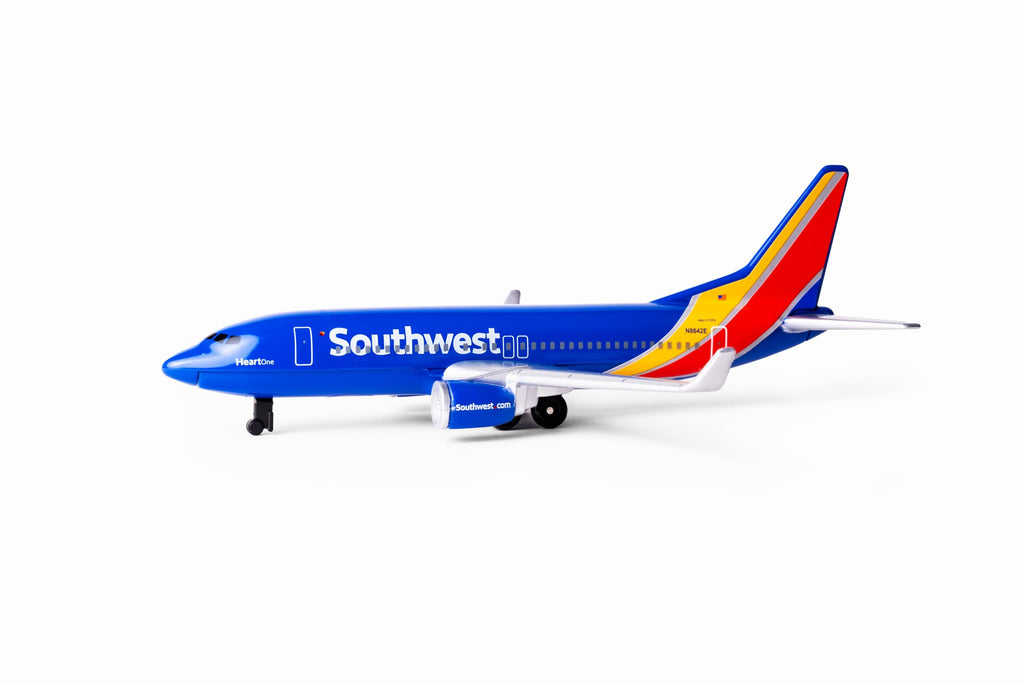 Daron Southwest Airlines Die-Cast Metal Toy Airplane – 5.75-Inch Model with Rolling Wheels for Kids 3+