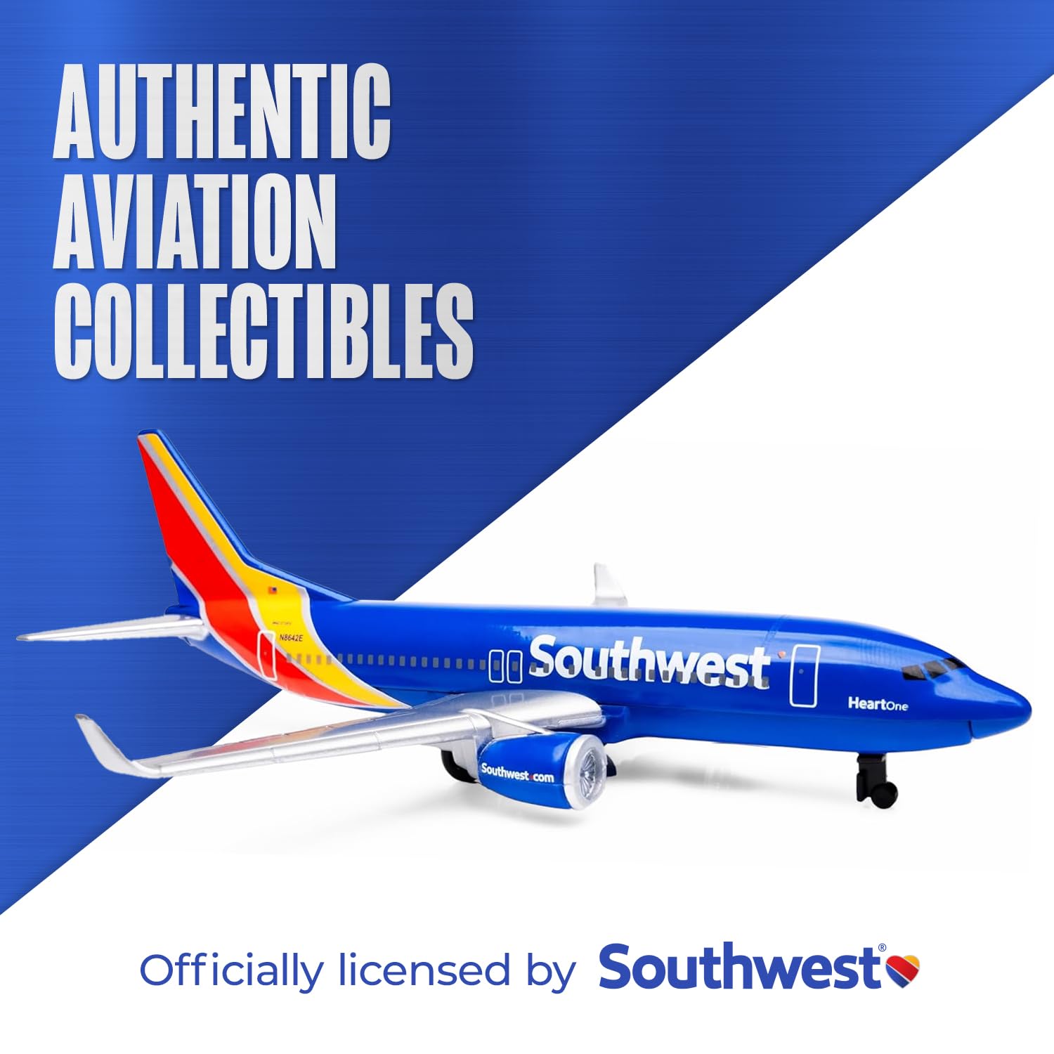Daron Southwest Airlines Die-Cast Metal Toy Airplane – 5.75-Inch Model with Rolling Wheels for Kids 3+