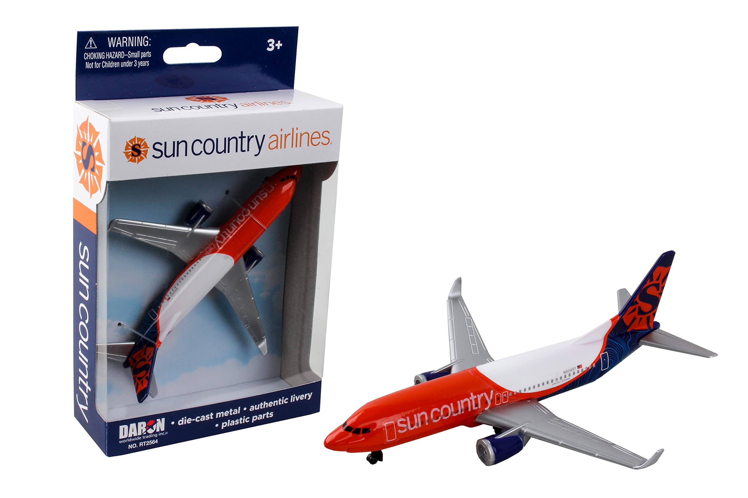 Daron Sun Country Airlines Die-Cast Plane - 5.5 Inch Toy Airplane for Kids Ages 3+