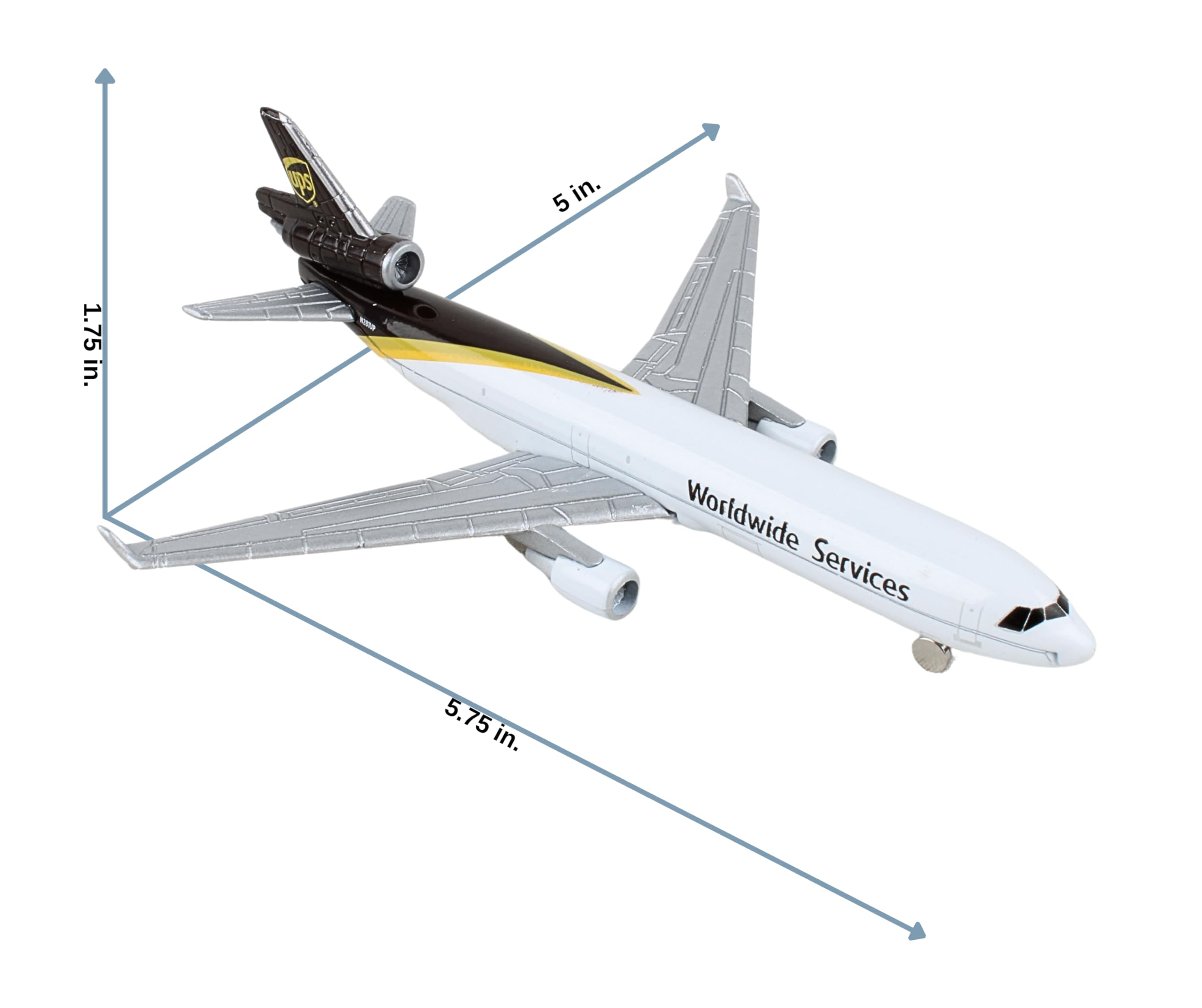Daron UPS MD-11 Die-Cast Metal Toy Airplane – 5.75-Inch Model with Rolling Wheels for Kids Ages 3+