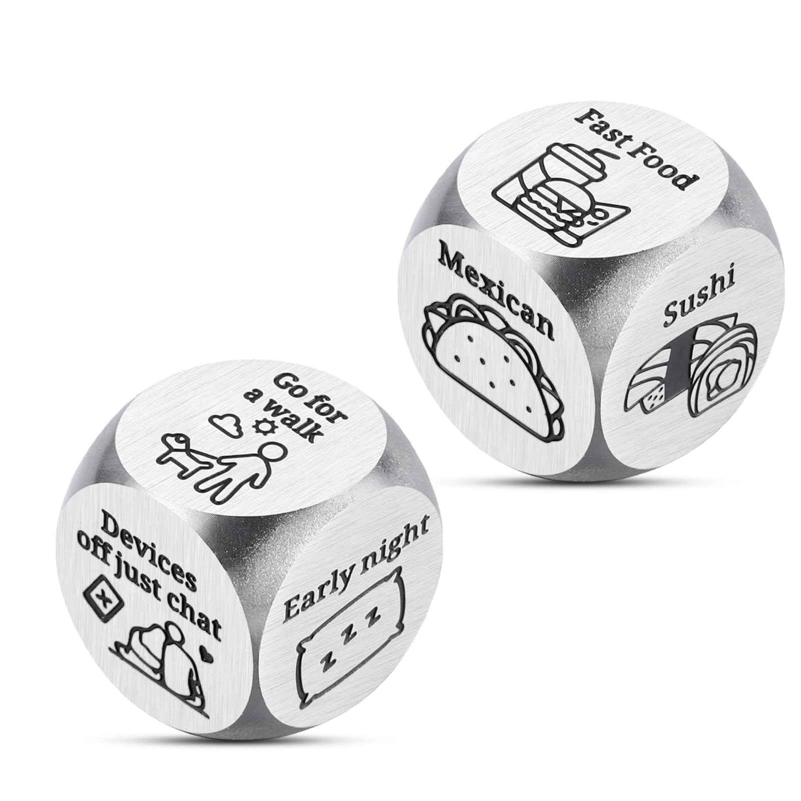 Date Night Decision Dice: Funny Food & Movie Dice for Couples, 10th Tin Anniversary Gift