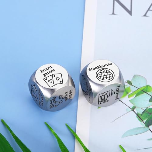 Date Night Decision Dice: Funny Food & Movie Dice for Couples, 10th Tin Anniversary Gift