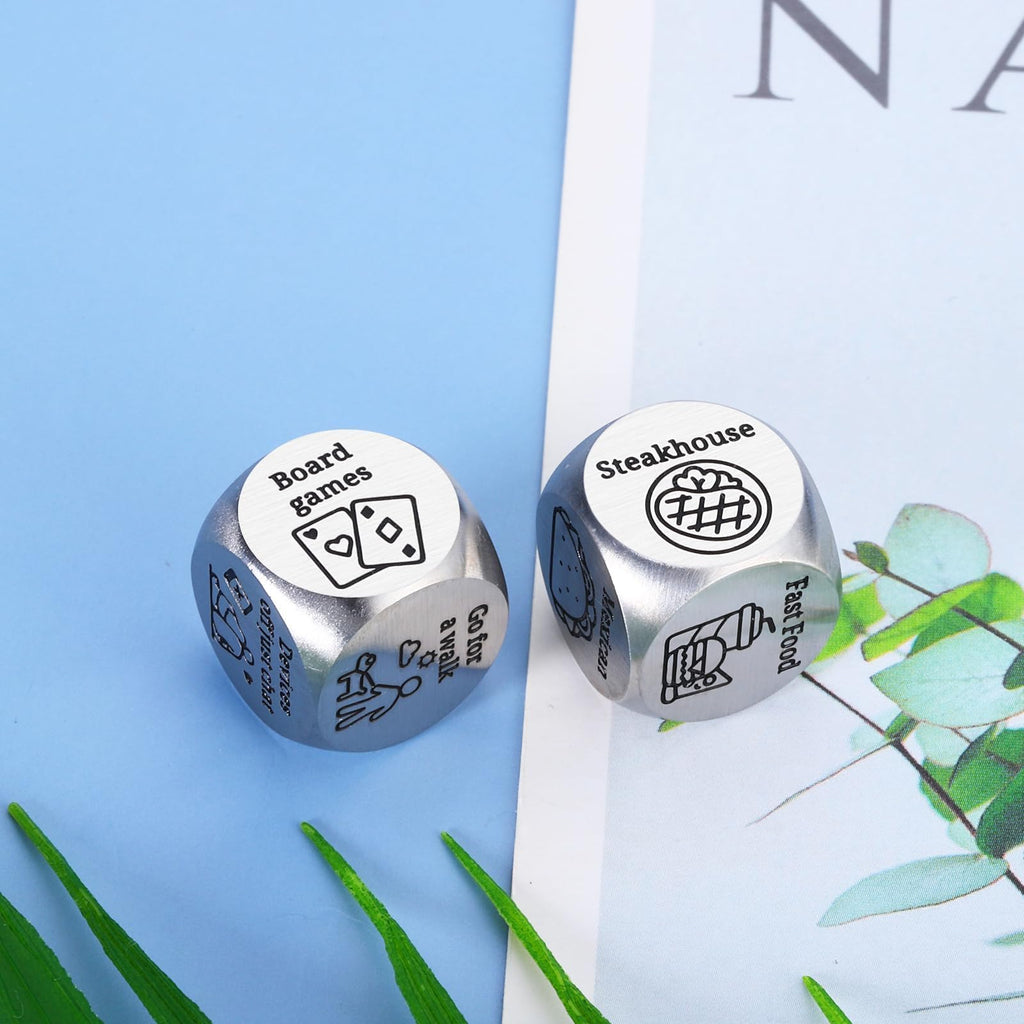 Date Night Decision Dice: Funny Food & Movie Dice for Couples, 10th Tin Anniversary Gift