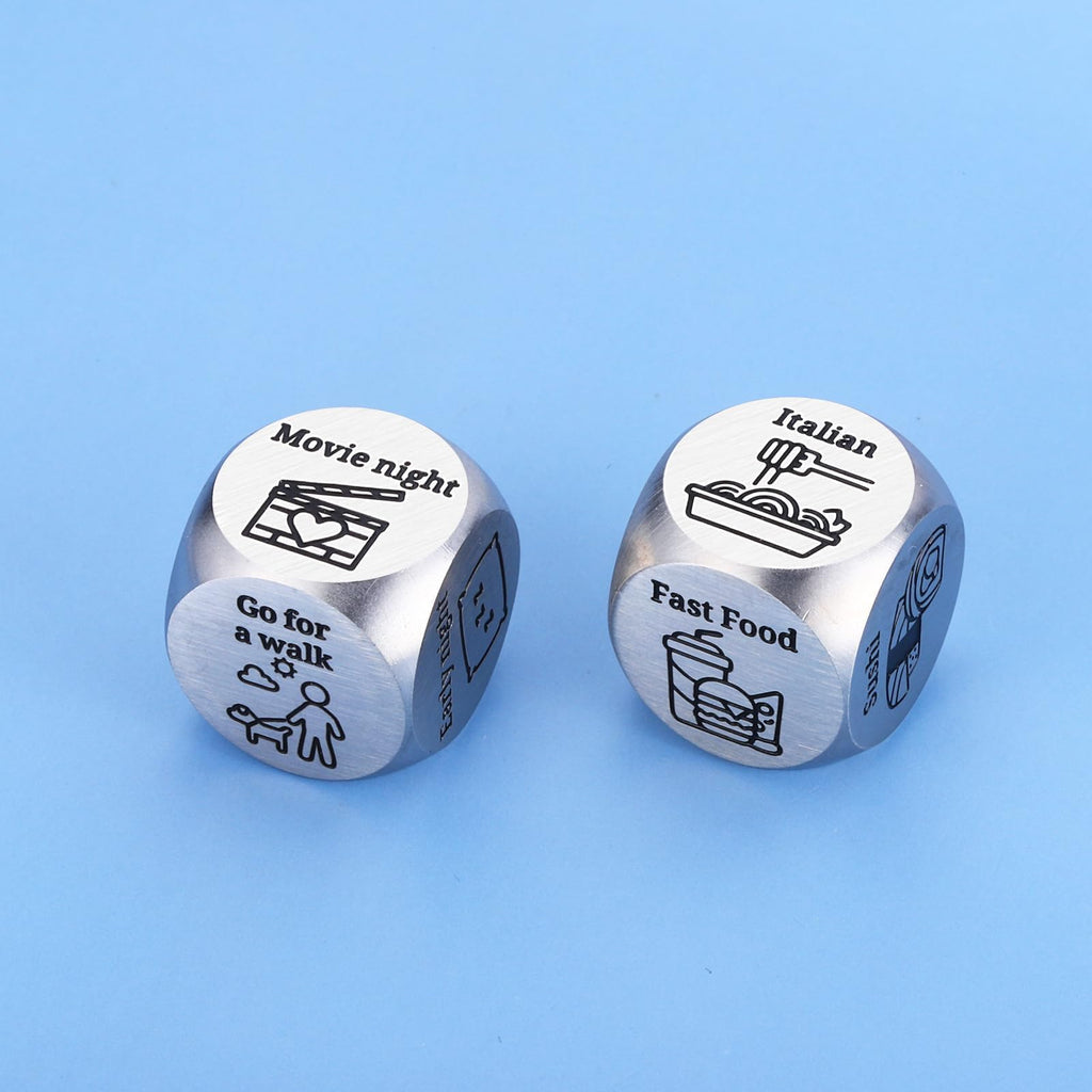 Date Night Decision Dice: Funny Food & Movie Dice for Couples, 10th Tin Anniversary Gift