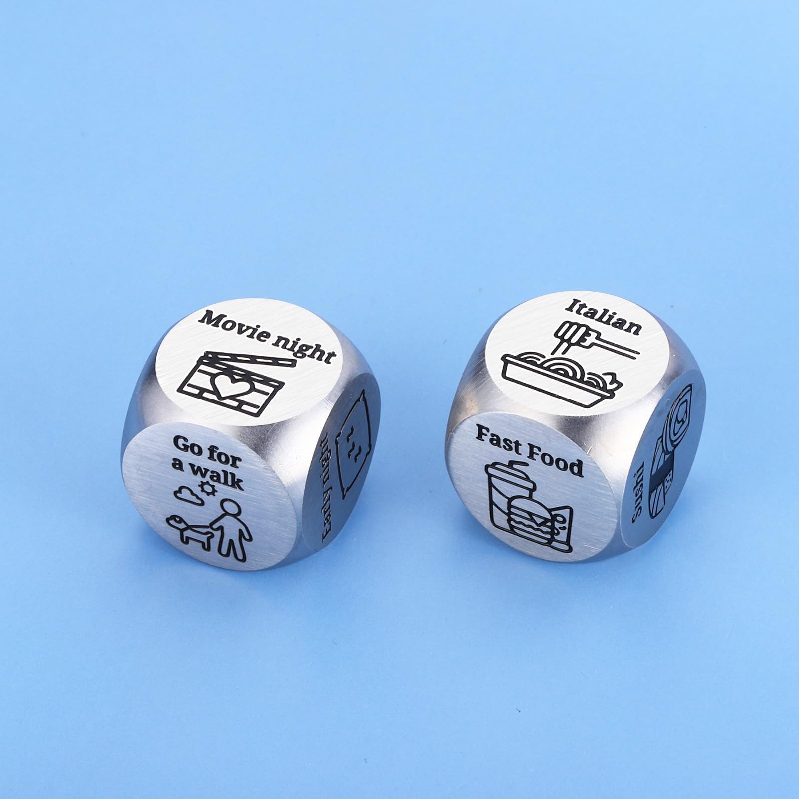 Date Night Decision Dice: Funny Food & Movie Dice for Couples, 10th Tin Anniversary Gift