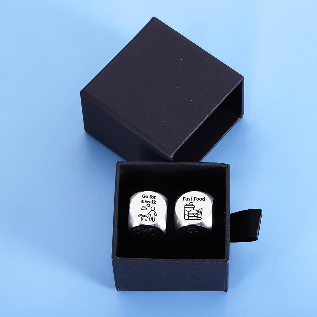 Date Night Decision Dice: Funny Food & Movie Dice for Couples, 10th Tin Anniversary Gift