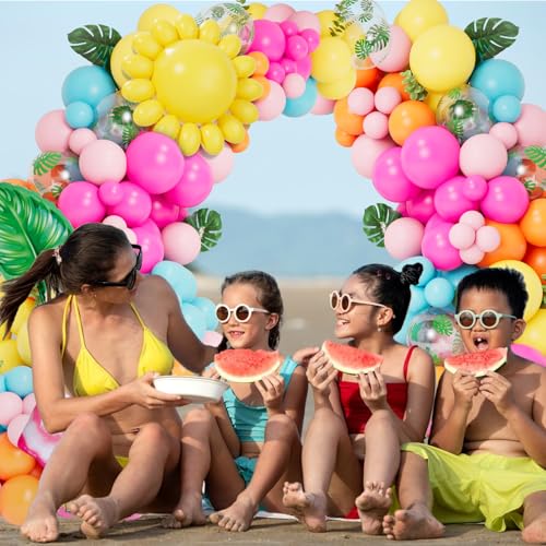 DBKL Tropical Balloon Arch Garland Kit - 142 Balloons for Luau, Hawaiian, Baby Shower, Summer Party Decor