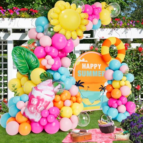 DBKL Tropical Balloon Arch Garland Kit - 142 Balloons for Luau, Hawaiian, Baby Shower, Summer Party Decor