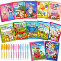 Dduolammng 12-Pack Reusable Water Painting Books - Educational Doodle Sets for Kids