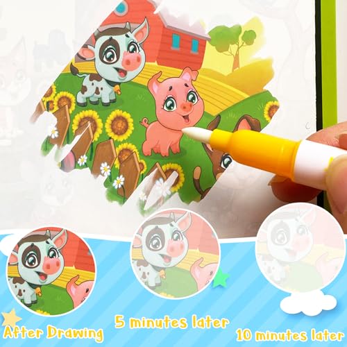 Dduolammng 12-Pack Reusable Water Painting Books - Educational Doodle Sets for Kids