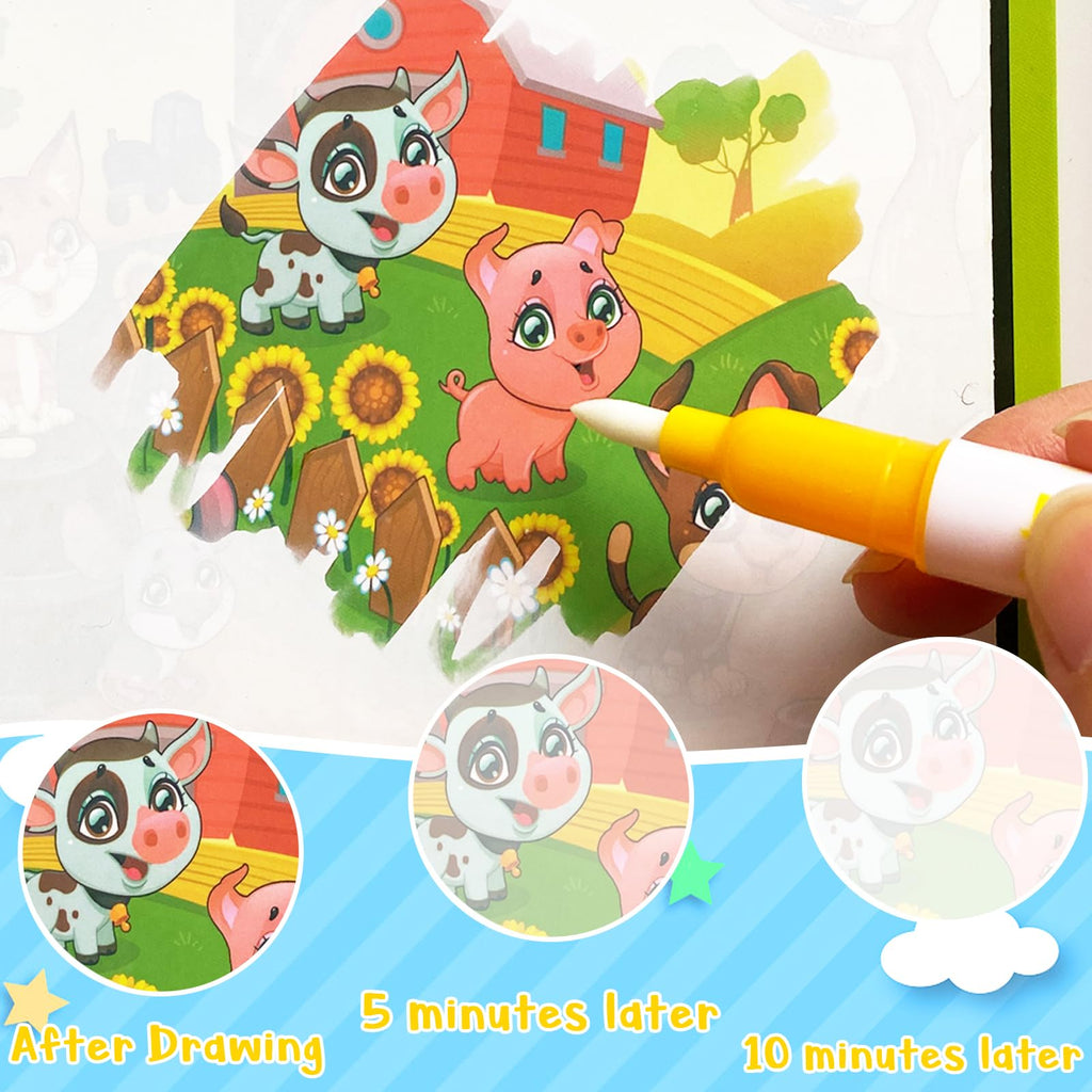 Dduolammng 12-Pack Reusable Water Painting Books - Educational Doodle Sets for Kids