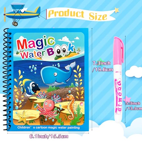 Dduolammng 12-Pack Reusable Water Painting Books - Educational Doodle Sets for Kids