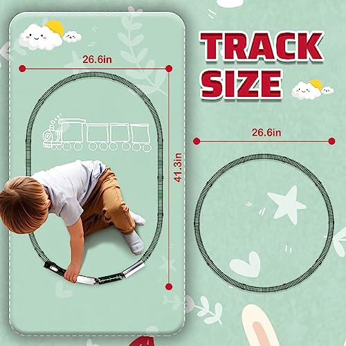 deAO Christmas Train Set – Battery Powered Railway with Cars, Trees, and Road Signs for Kids Ages 3-8