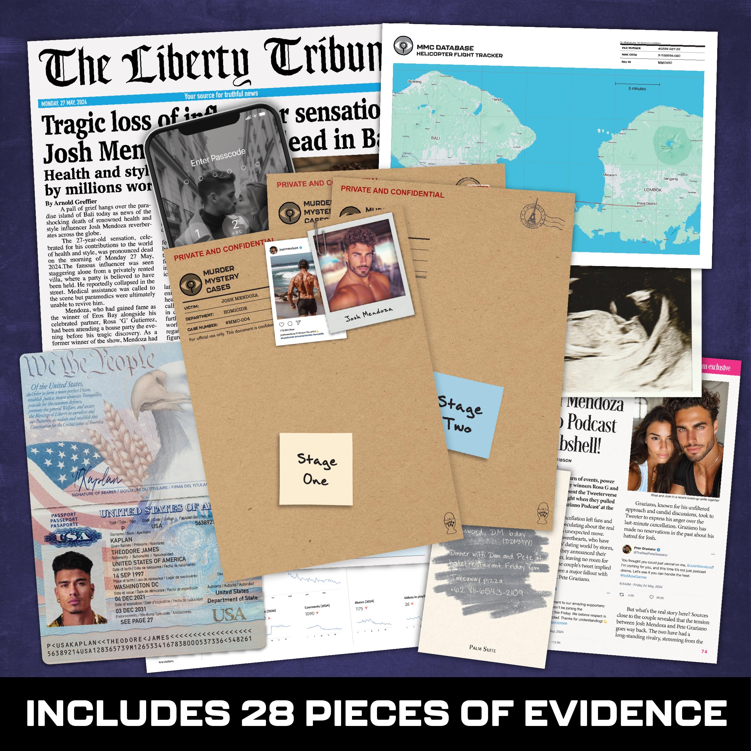 Death of an Influencer: Bali Murder Mystery Game – 28 Evidence Items, Digital Clues, 150 Min
