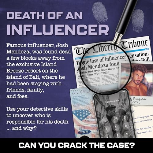 Death of an Influencer: Bali Murder Mystery Game – 28 Evidence Items, Digital Clues, 150 Min