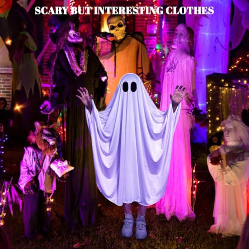 DECEED Unisex Child Ghost Costume – White Ghost Cloak for Halloween, Ages 3+