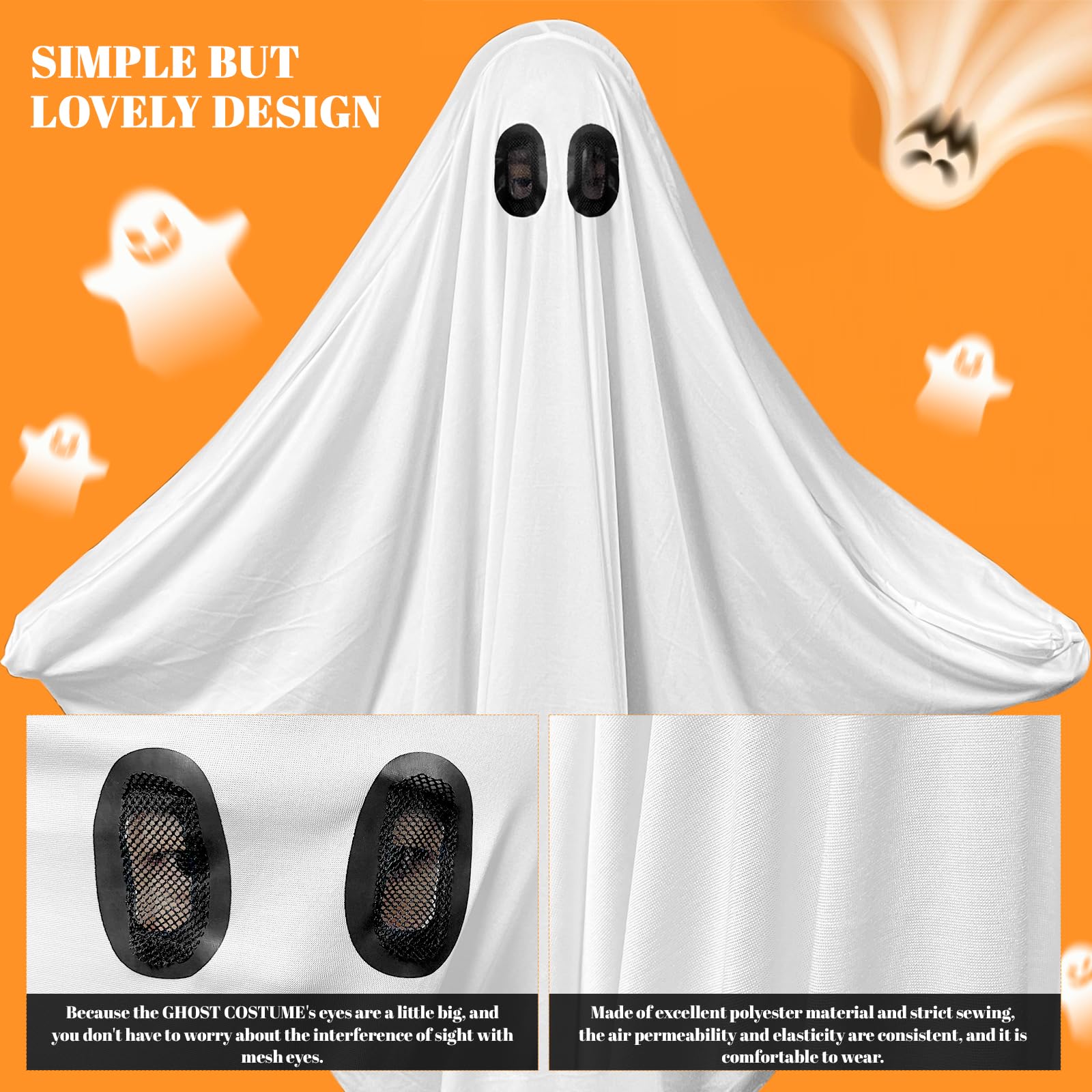 DECEED Unisex Child Ghost Costume – White Ghost Cloak for Halloween, Ages 3+