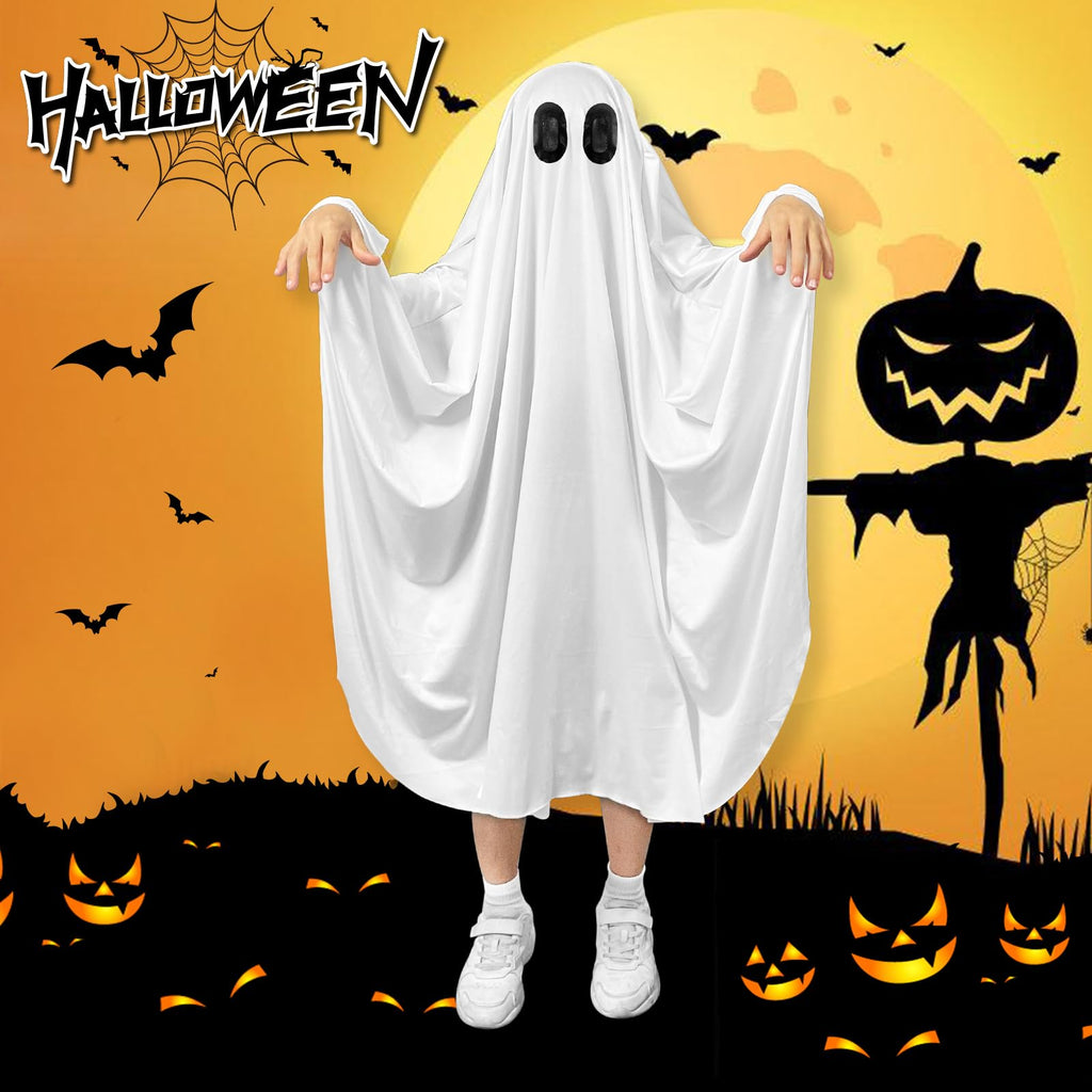DECEED Unisex Child Ghost Costume – White Ghost Cloak for Halloween, Ages 3+