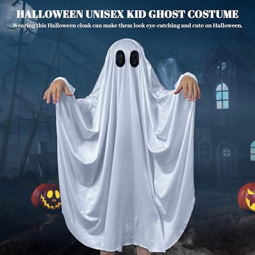 DECEED Unisex Child Ghost Costume – White Ghost Cloak for Halloween, Ages 3+