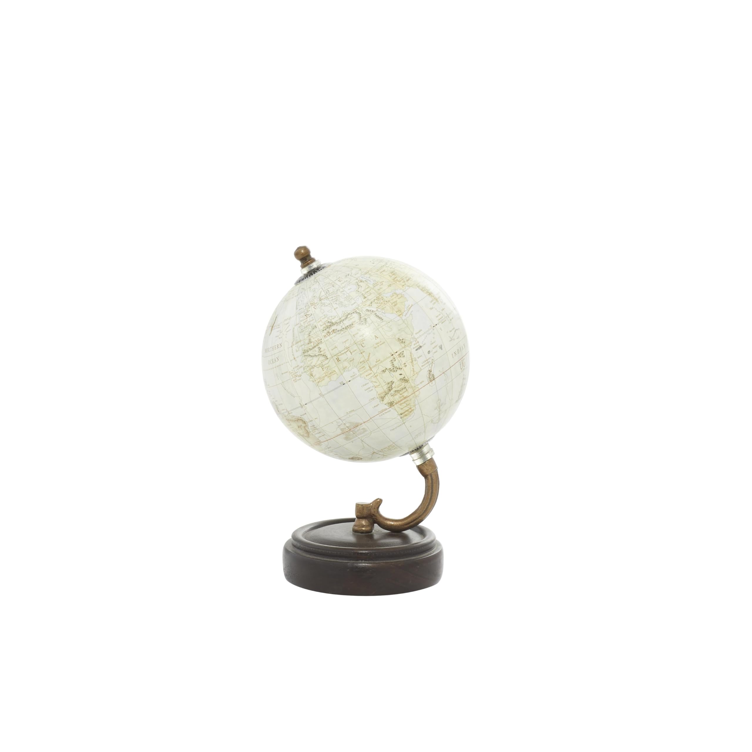 Deco 79 Wood Globe, 5" x 5" x 8", Yellow – Vintage World Map with Mango Base