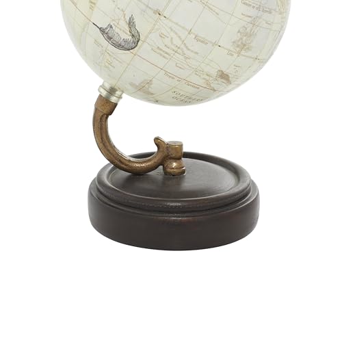 Deco 79 Wood Globe, 5" x 5" x 8", Yellow – Vintage World Map with Mango Base