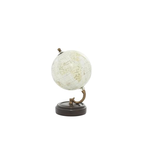 Deco 79 Wood Globe, 5" x 5" x 8", Yellow – Vintage World Map with Mango Base
