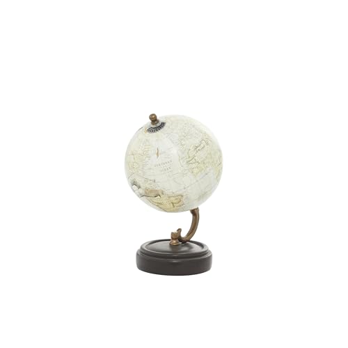 Deco 79 Wood Globe, 5" x 5" x 8", Yellow – Vintage World Map with Mango Base
