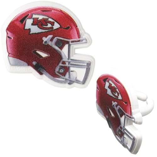 DecoPac Kansas City Chiefs Helmet Cupcake Rings - 24 Pack Officially Licensed NFL Toppers