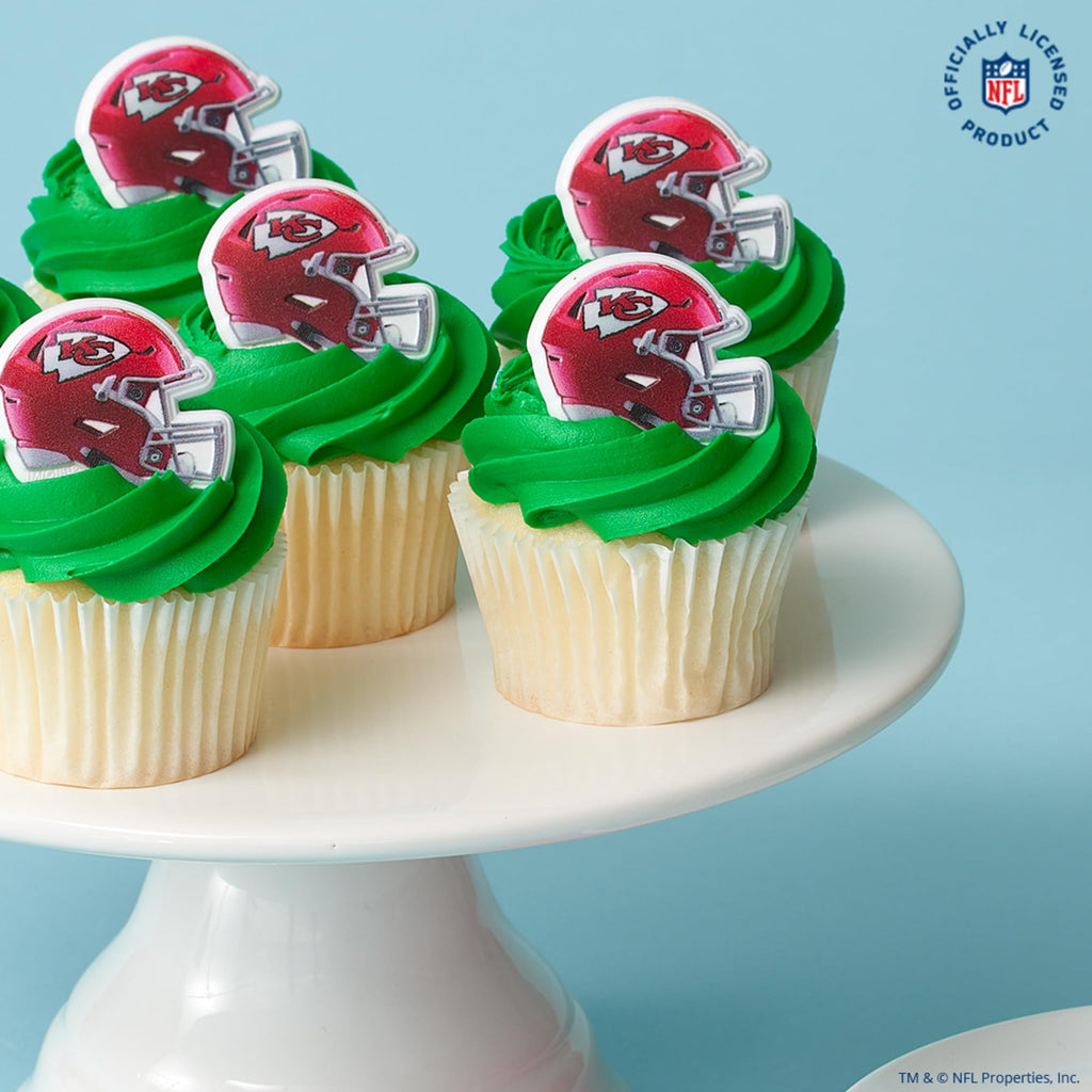DecoPac Kansas City Chiefs Helmet Cupcake Rings - 24 Pack Officially Licensed NFL Toppers