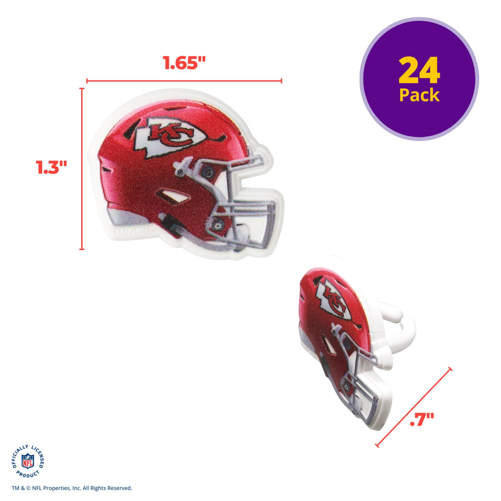 DecoPac Kansas City Chiefs Helmet Cupcake Rings - 24 Pack Officially Licensed NFL Toppers