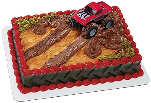 DecoPac Monster Truck Cake Topper DecoSet – 4-Inch Rolling Toy and Decoration