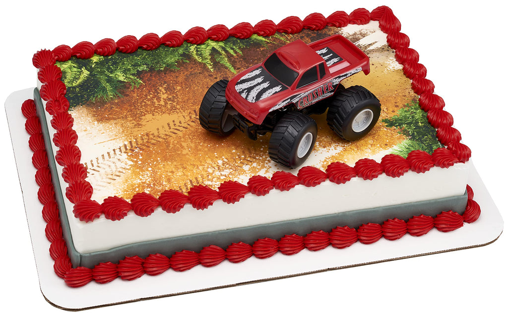 DecoPac Monster Truck Cake Topper DecoSet – 4-Inch Rolling Toy and Decoration