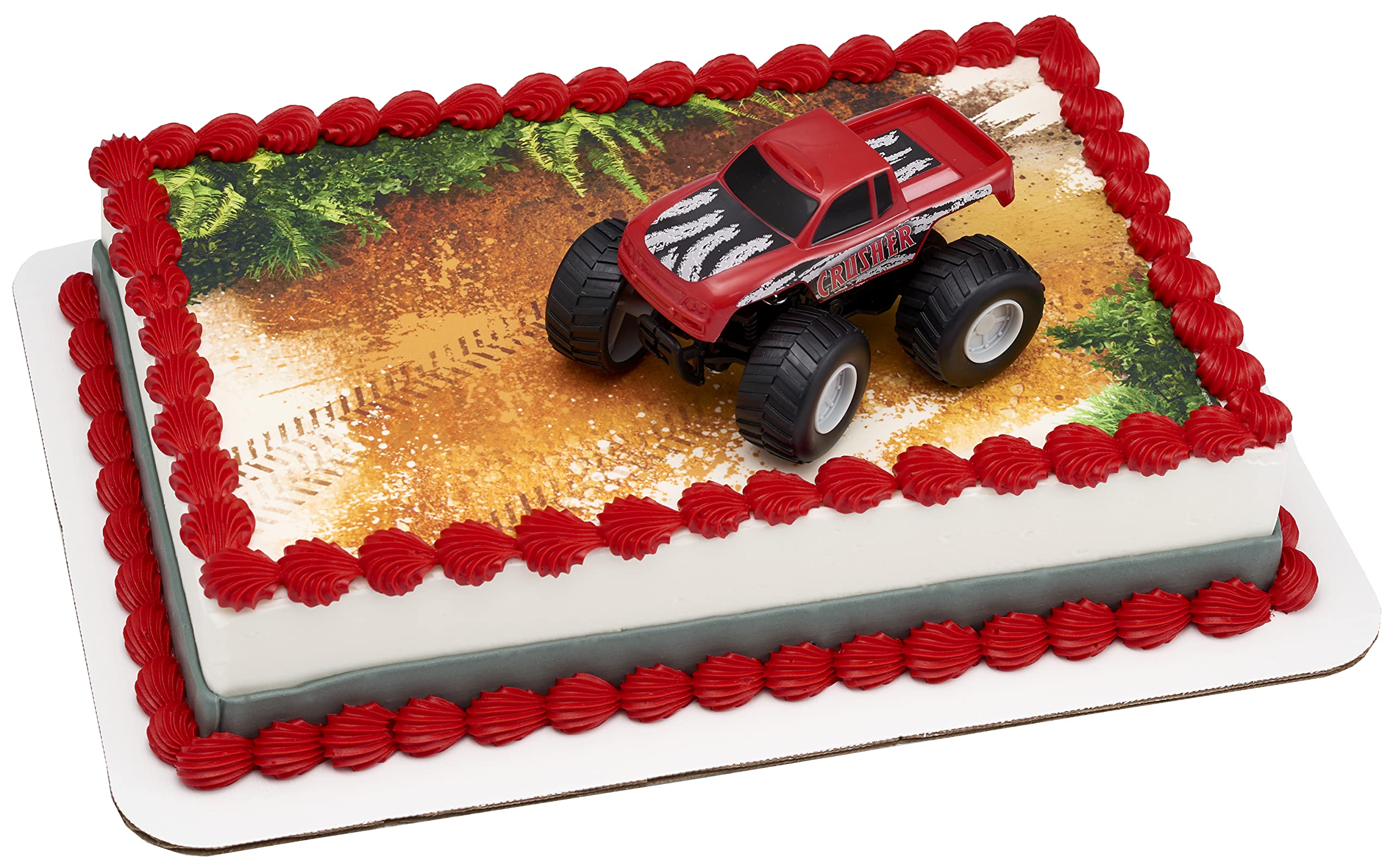 DecoPac Monster Truck Cake Topper DecoSet – 4-Inch Rolling Toy and Decoration