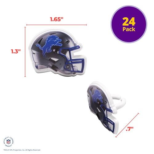 DecoPac NFL Detroit Lions Helmet Cupcake Rings, 24-Pack – Officially Licensed Football Cake Toppers