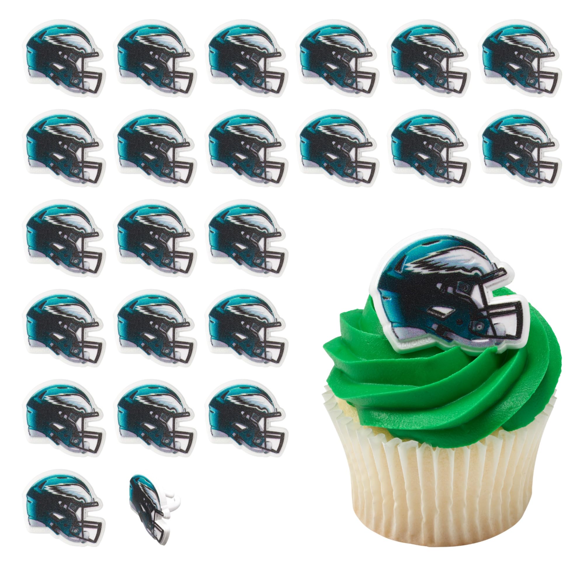 DecoPac Philadelphia Eagles Helmet Rings – 24 Officially Licensed Cupcake Toppers