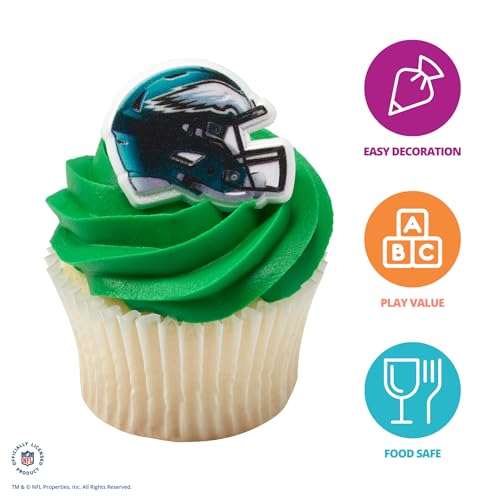 DecoPac Philadelphia Eagles Helmet Rings – 24 Officially Licensed Cupcake Toppers