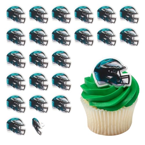 DecoPac Philadelphia Eagles Helmet Rings – 24 Officially Licensed Cupcake Toppers