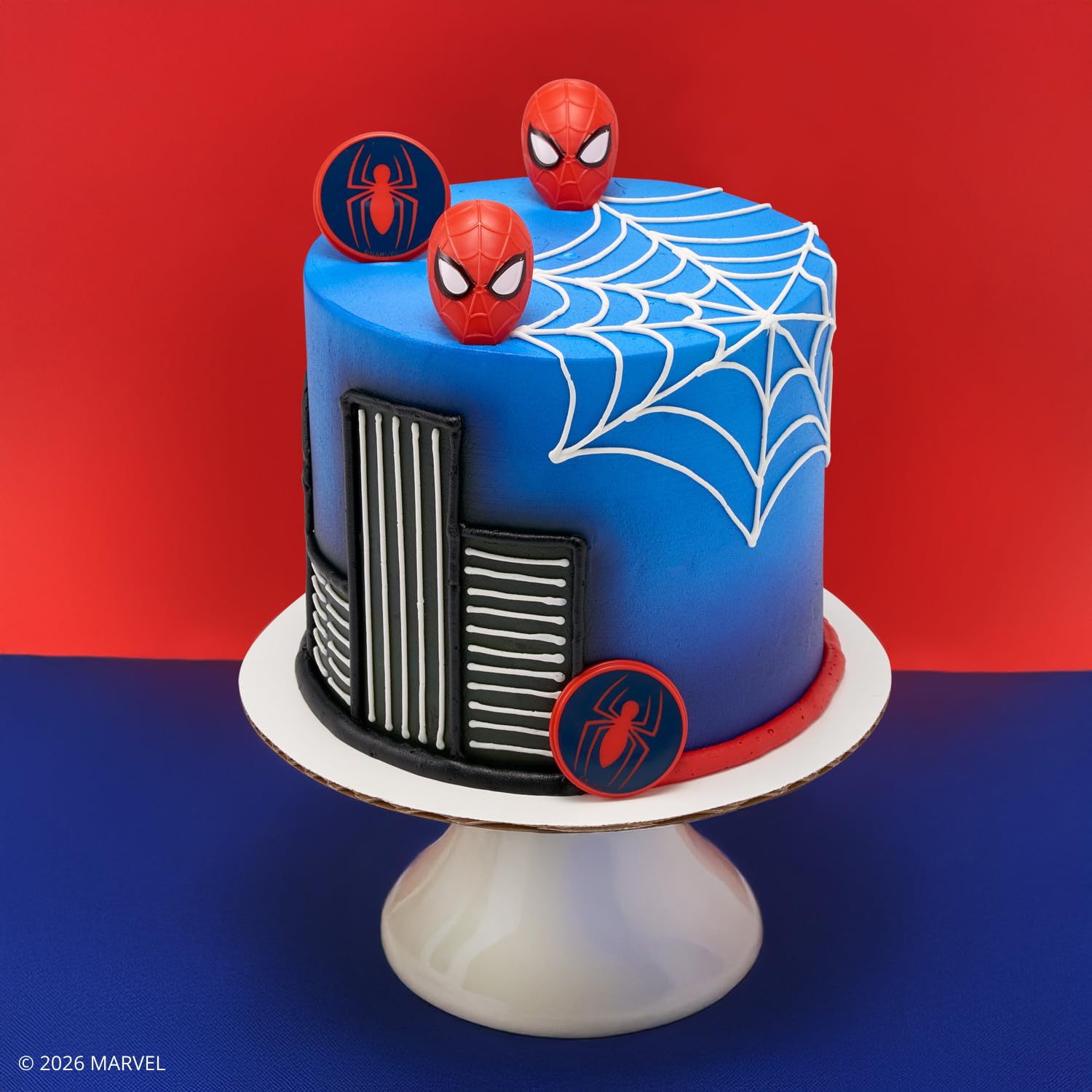 DecoPac Spider-Man Cupcake Rings – 24 Pack | Red & Blue Food Safe Cake Toppers