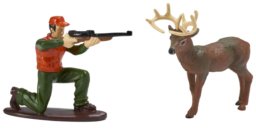 DecoSet Deer Hunting Cake Toppers – Hunter and Deer Figurine Set for Birthday Cakes