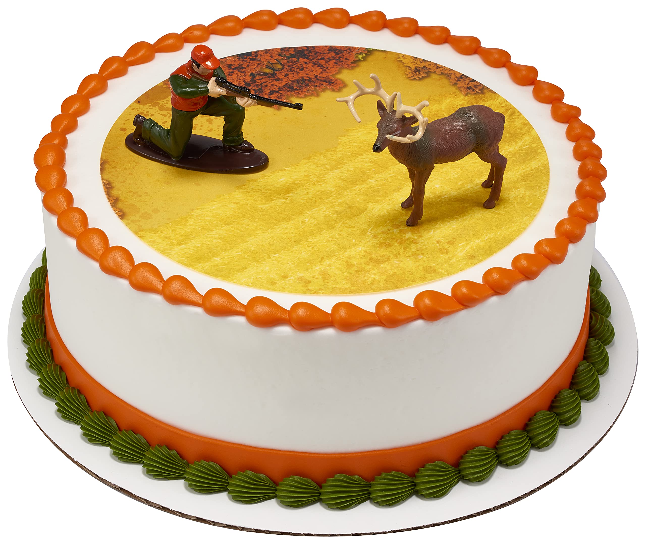 DecoSet Deer Hunting Cake Toppers – Hunter and Deer Figurine Set for Birthday Cakes