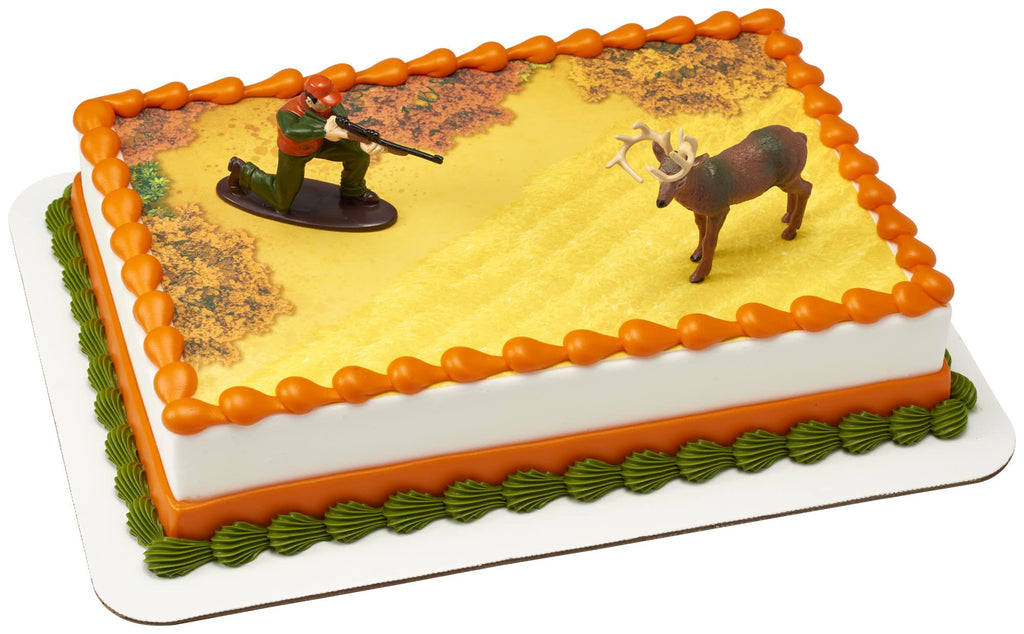 DecoSet Deer Hunting Cake Toppers – Hunter and Deer Figurine Set for Birthday Cakes